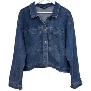 Stitch Star Denim Blue Jean Cropped Jacket Womens Size 2X NWT